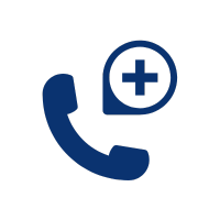 icon of a telephone with a speech bubble that has a plus sign inside, meaning call us for support